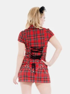 Robe Punk H&R LONDON 'red Bondage' -Cosplay 14364471230321 redblacktartan 2 900