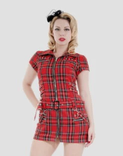 Robe Punk H&R LONDON 'red Bondage' -Cosplay 14364471230321 redtartan 1 900