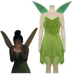 Adulte Peter Pan & Wendy Tinker Bell Robe Vert Ailes Cosplay Costume