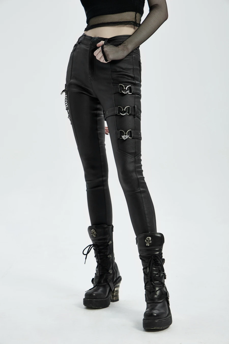 Pantalon Femme PUNK RAVE 'coeur Noir' 4 Pantalon Femme PUNK RAVE 'coeur Noir' – Image 2