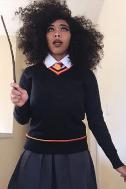 Harry Potter Hermione Granger Cosplay Costume+Baguette+Echarpe
