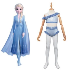 La Reine Des Neiges Elsa Enfant Maillot De Bain Cosplay Costume Design Original -Cossky