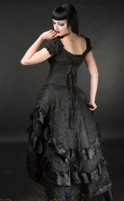 Longue Jupe Gothique à Volants -Cosplay black brocade layer bustle o 900