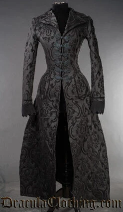 Manteau DRACULA CLOTHING 'Ives Coat' -Cosplay black brocade long ives coat 900