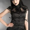 Chemisier Gothique Manches Courtes -Cosplay black laced blouse 111 900