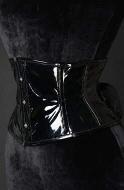 Serre-taille Gothique PVC Noir -Cosplay black pvc waist cincher 2 900