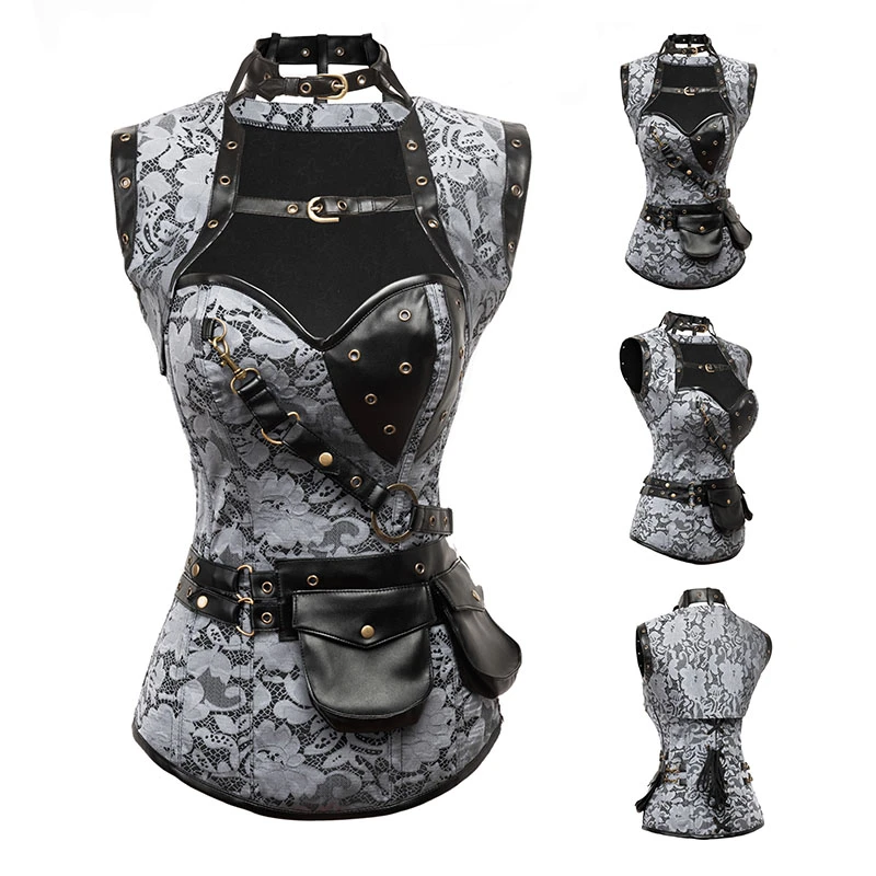 Corset Gothique Gris Et Sa Mini Cape 4 Corset Gothique Gris Et Sa Mini Cape – Image 2