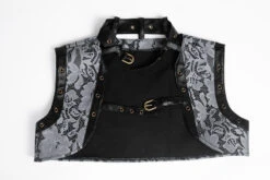 Corset Gothique Gris Et Sa Mini Cape 7 Corset Gothique Gris Et Sa Mini Cape -Cosplay c03a gray 3