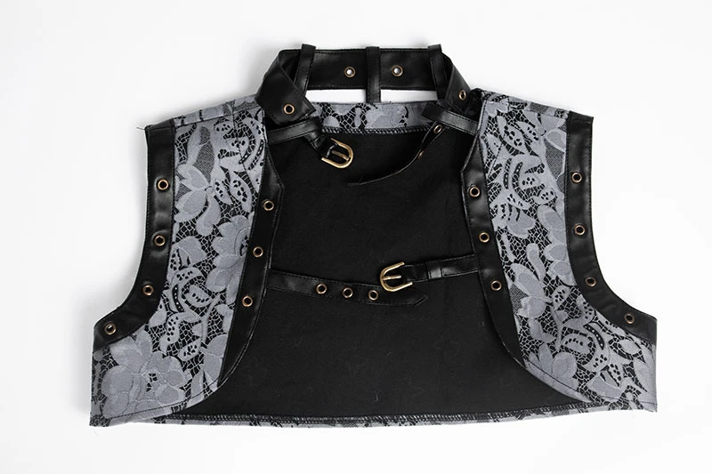 Corset Gothique Gris Et Sa Mini Cape 5 Corset Gothique Gris Et Sa Mini Cape – Image 3