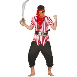 Déguisement Pirate Blanc Et Rouge Homme
