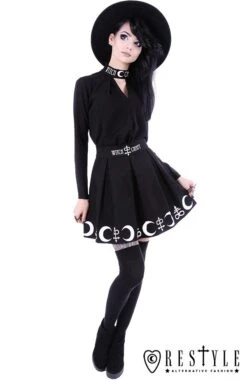 Jupe Plissée RESTYLE 'symbol Skirt' 9 Jupe Plissée RESTYLE 'symbol Skirt' -Cosplay eng pl black pleated short skirt with alchemy print moon symbols symbol skirt 1606 2 900