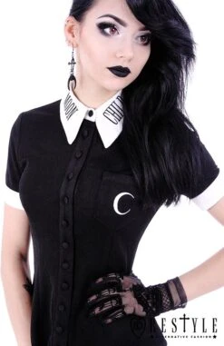 Chemisier Occulte Manches Courtes RESTYLE 10 Chemisier Occulte Manches Courtes RESTYLE -Cosplay eng pl white collar with embroidery gothic blouse moon child shirt 1605 2 900