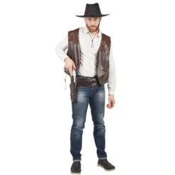 Cosplay -Cosplay gilet cow boy simili cuir marron adulte 1