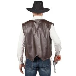 Gilet Cow-boy Simili Cuir Marron Homme -Cosplay gilet cow boy simili cuir marron adulte 2