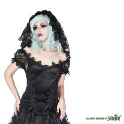 Voile Gothique SINISTER En Dentelle 9 Voile Gothique SINISTER En Dentelle -Cosplay h056 black gothic lace veil by sinister 01 900