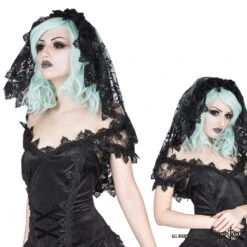 Voile Gothique SINISTER En Dentelle 8 Voile Gothique SINISTER En Dentelle -Cosplay h056 black gothic lace veil by sinister 900