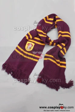Harry Potter Hermione Granger Cosplay Costume+Baguette+Echarpe -Cosplay harry potter gryffindor house thicken wool blend scarf and hat 3 1 1