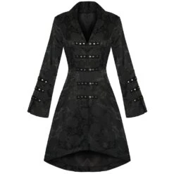 Veste Gothique Femme En Tissu Brocarde Noir