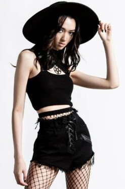 Short Femme KILLSTAR 'lil Devil' -Cosplay lil devil denim shorts b x1600 900