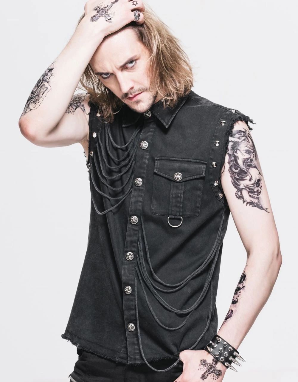 Chemise Goth Rock Sans Manches 3 Chemise Goth Rock Sans Manches