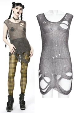 Haut Destroy PUNK RAVE 'ripped Silver'