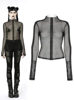 Haut Gothique PUNK RAVE En Tissu Mesh